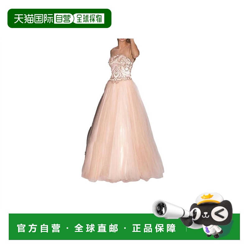 自营jovaniSleeveless Sheer Panel Gown In Pink - pink 美国奥
