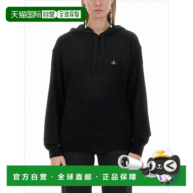 自营vivienne westwoodRelaxed-Fit Black Wool Hoodie With Draw