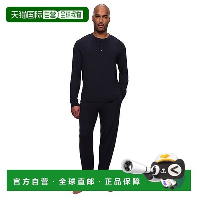 1h可退 香港直邮潮奢 EBERJEY 男士 Henry 长款睡衣套装 black黑