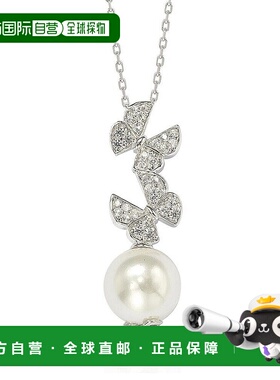 自营 Suzy Levian 纯银珍珠和白色蓝宝石蝴蝶吊坠 - 蓝色 美国奥