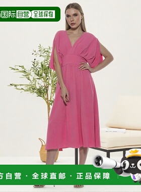 自营 alexia admor八月漏袖连衣裙粉红色 美国奥莱直发
