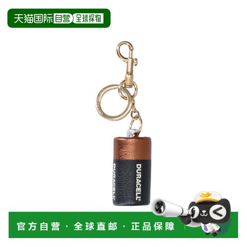 自营anya hindmarch黑色Duracell山羊皮钥匙饰物-黑色 美国奥莱直