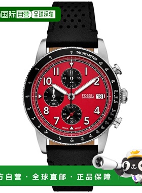 自营Fossil Men's Sport Tourer Red Dial Watch - red 美国奥莱