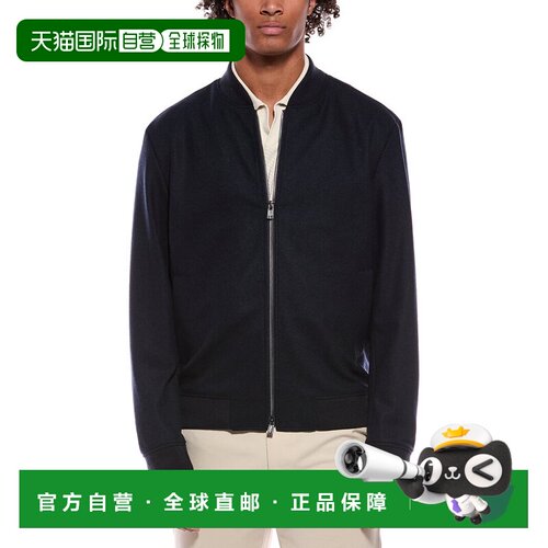 自营BOSS Hugo Boss P Hanry羊毛混纺飞行员夹克-蓝色 美国奥莱直