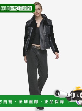 自营 Andrew Marc女式Vega混合材质短羽绒服-黑色 美国奥莱直发