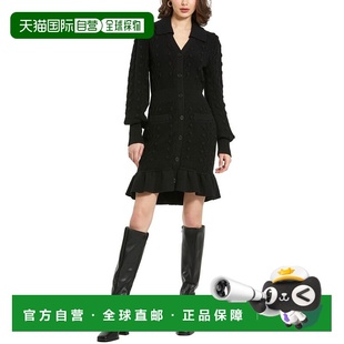 自营Mac Duggal Button Up Collared Bobble Column Gown - black