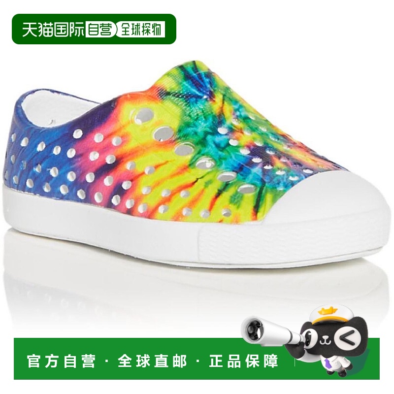 自营nativeJefferson Print穿孔滑套休闲鞋-贝壳白/贝壳白/霓虹色