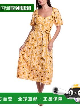 自营 Sam Edelman Irin紧身胸衣接缝迷笛连衣裙-橙色 美国奥莱直