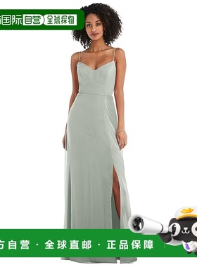 after six系带镂空前开衩长裙 - 柳绿色 【美国奥莱】直发连衣裙