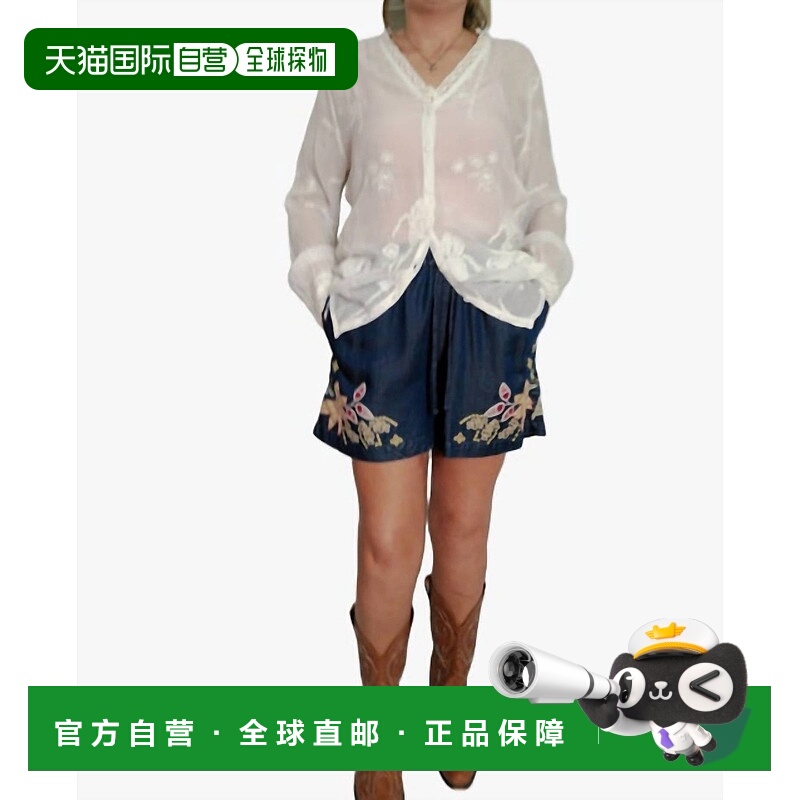 自营johnny wasSarai抽绳短裤牛仔蓝-牛仔蓝 美国奥莱直发