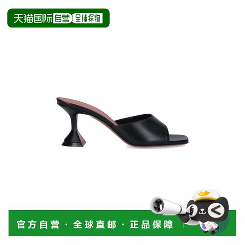 自营amina muaddi黑色羽扇豆骡子-黑色 美国奥莱直发高跟凉鞋女鞋