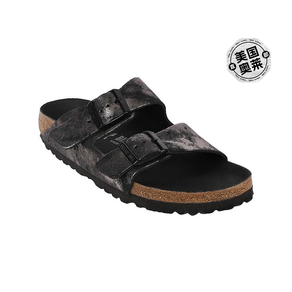 birkenstockArizona 女式皮革金属凉鞋 - 复古金属黑 【美国奥莱 女鞋 时装凉鞋 原图主图