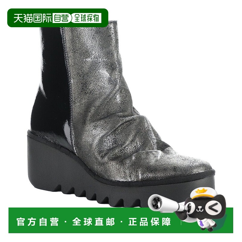 自营FLY London Baan Leather & Patent Boot - black 美国奥莱直