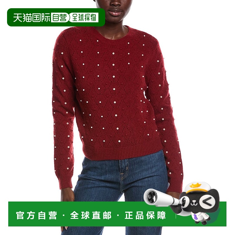 自营Nanette Nanette Lepore Pointelle Pearl Sweater - red 美
