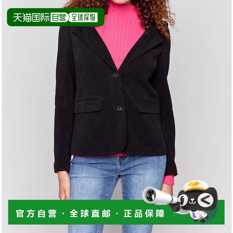 自营 charlie bKnit Corduroy Blazer With Hood In Black - blac