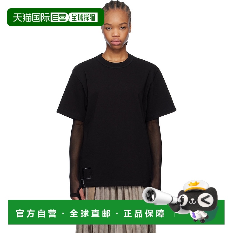 1h可退 香港直邮潮奢 Sacai 女士 黑色 WTAPS 联名印花 T 恤 2509