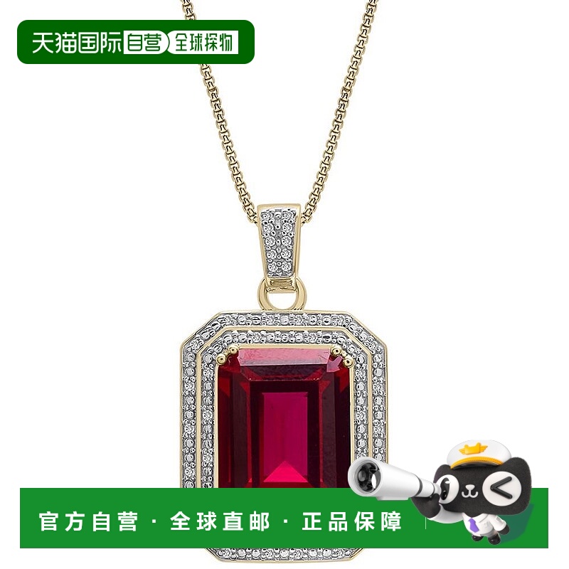 【美国直邮】macy's 通用 项链纯银天然宝石珠宝吊坠钻石红宝石