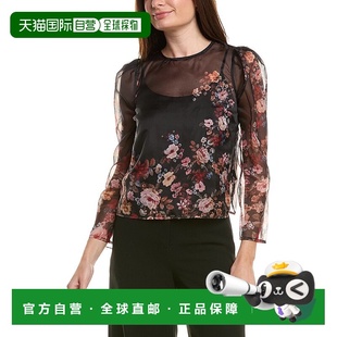 Baker 美国奥莱直发上衣女装 Organza black Blouse 自营Ted