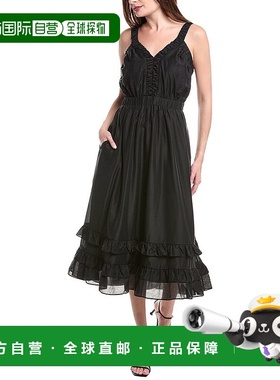 自营 endless rose无尽玫瑰褶边长裙-黑色 美国奥莱直发连衣裙