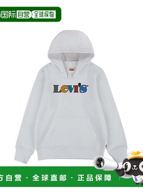自营Boys Levi's Hoodie White Graphic Cotton Blend Long Sleev