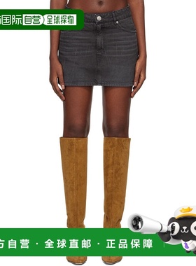 1h可退 香港直邮潮奢 Ami Paris 女士 黑色 Low-Rise 牛仔短裙 FS