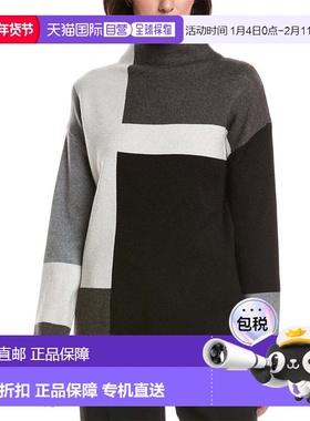自营T Tahari Color Block Jacquard Sweater - grey 美国奥莱直