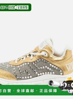 自营Versace Gold/silver Leather And Lurex Fabric Trigreca Sn