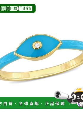 自营 Mimi & Max 打造镀黄纯银白色蓝宝石珐琅戒指 - 蓝色 美国奥