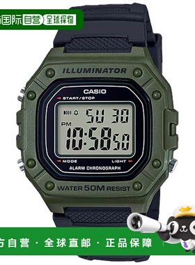自营Casio Men's Water-Resistant Black and Green Digital Watc