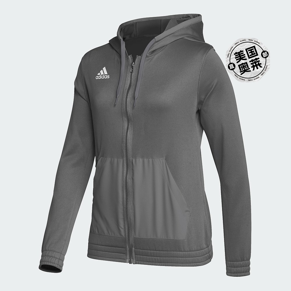 adidas女士阿迪达斯 Team Issue 全拉链连帽衫 - 团队灰色四号 /