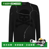 自营philipp 美国奥莱直发 黑色 plein羊毛套头衫 圆领LS骷髅头