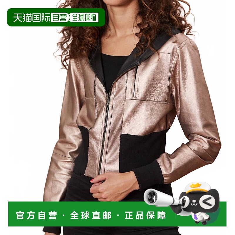 自营jakettSadie Metallic Leather Jacket In Rose Gold/black -
