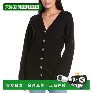 自营rag & bone碎布和骨头布里奇特长V领羊毛混纺开衫-黑色 美国