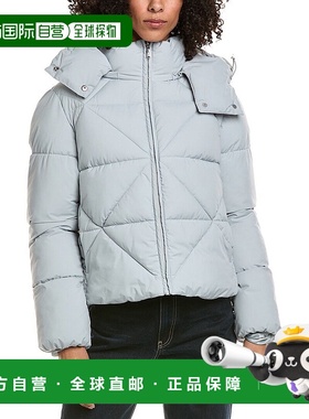 自营Sam Edelman混合绗缝短款羽绒夹克-蓝色 美国奥莱直发