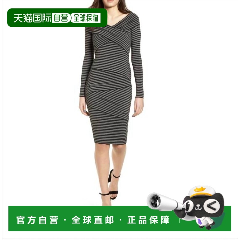 自营bailey 44Edamame Criss交叉露肩条纹连衣裙，多色-多色 美国