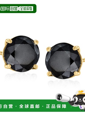自营 Ross-Simons 14 克拉黄金黑色钻石耳钉 - 白色 美国奥莱直发