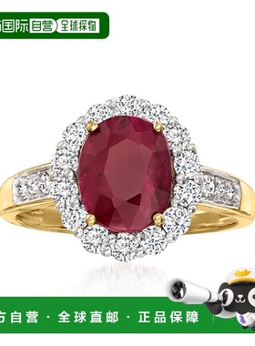 自营 ross-simons罗斯-西蒙斯缅甸红宝石和 . 18kt 黄金钻石戒指