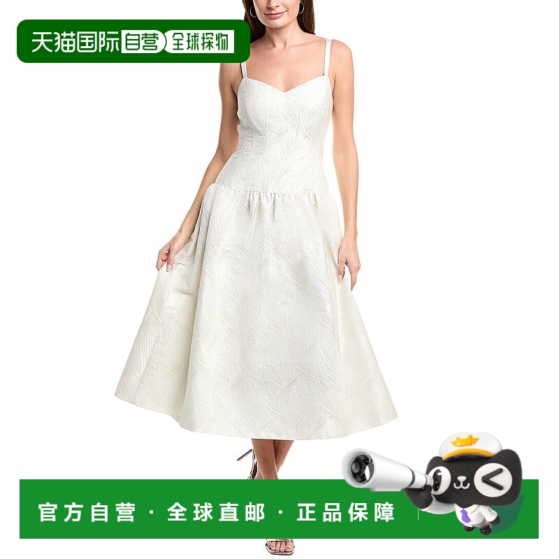 自营Adrianna Papell Jacquard Midi Dress - white 美国奥莱直发