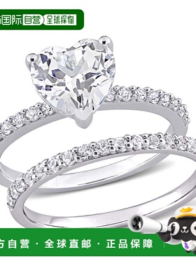 自营 mimi & max3 CT TGW 心形切割创造的白色蓝宝石订婚戒指和相