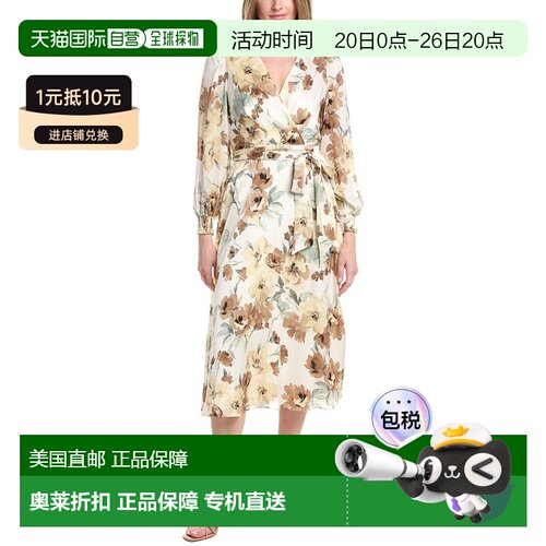 自营Anne Klein Balloon Sleeves Midi Dress - white 美国奥莱直
