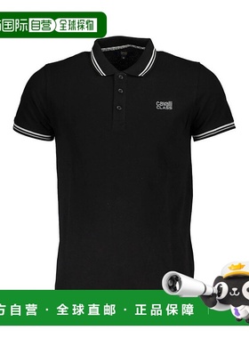 自营Cavalli Class棉质Polo男式衬衫-黑色 美国奥莱直发