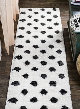 jonathan y Pere 现代木炭圆点粗毛地毯 - 白色/黑色 【美国奥莱