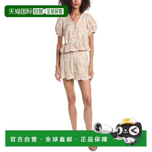 自营ANNA KAY 2pc Embroidery Top & Short Set - white 美国奥莱