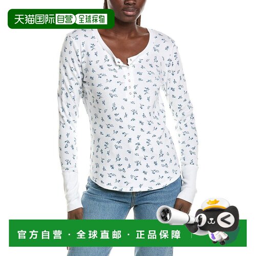 自营Michael Stars Regan印花Henley-white 美国奥莱直发上衣