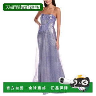 蓝色 Ruiz金属薄纱长袍 美国奥莱直发连衣裙礼服长裙 Rene 自营