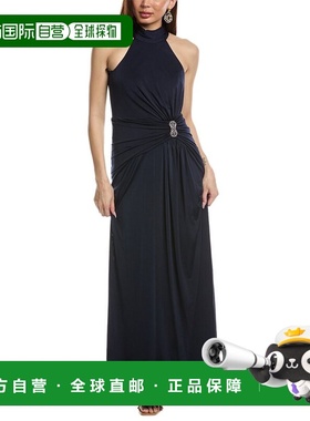 自营Eliza J Gathered Halter Gown - blue 美国奥莱直发