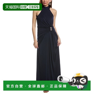 自营Eliza J Gathered Halter Gown - Blue 连衣裙美国直发奥莱