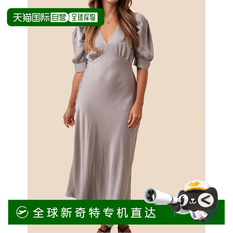 自营current air银色Bessie泡泡袖迷笛连衣裙 新款 【美国奥莱】