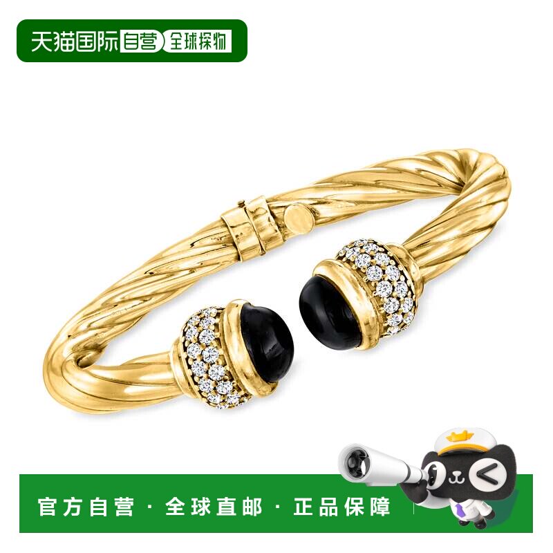 自营Ross-Simons 18 克拉金镀在纯银上意大利缟玛瑙和 CZ 扭纹手
