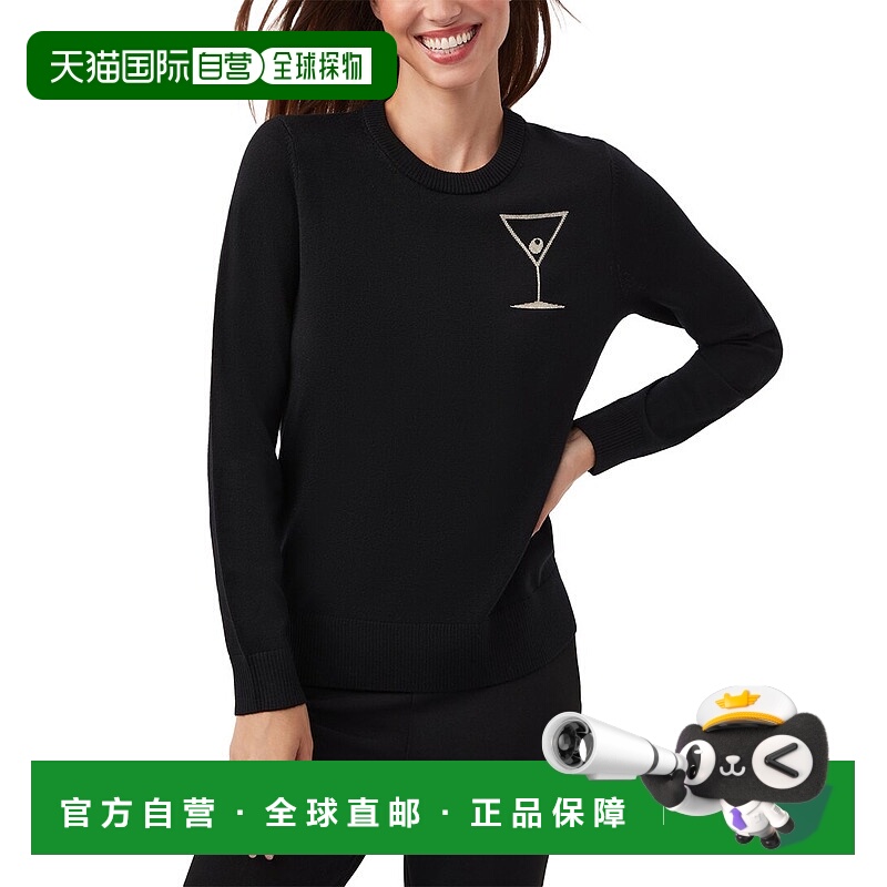 自营trina turk天合土耳其马提尼圆领羊毛毛衣-黑色 美国奥莱直发